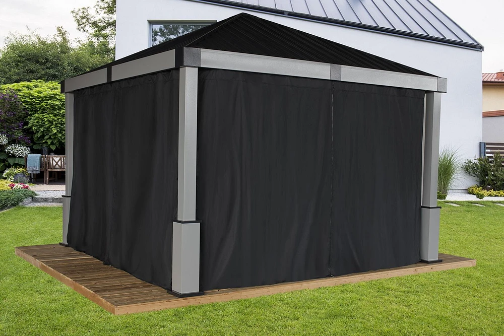Sojag, rideaux noirs pour abri soleil Lena, 12 pi x 12 pi, polyester filé, rideaux d'extérieur