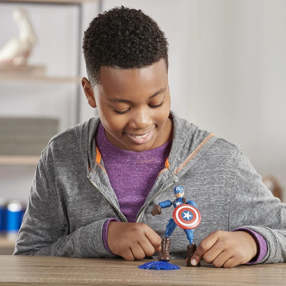 Marvel Avengers Bend And Flex Action Figure Toy, 6-Inch Flexible Captain America Figure, Includes Blast Accessory, For Kids Ages 6 And Up