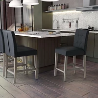 Tabouret de bar rembourré en similicuir CorLiving Leila avec dossier - Tabourets de bar rembourrés, chaises d'îlot de cuisine ou tabourets de bar parfaits, tabourets de comptoir durables pour la maiso