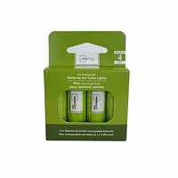 Mainstays Solar Rechargeable 400mAh AA Nickel Metal Hydride Batteries, 4 Count