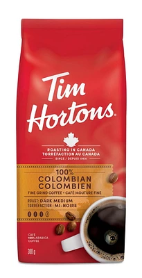 Tim Hortons 100% Colombian Dark Medium Roast Fine Grind Coffee, 300 g