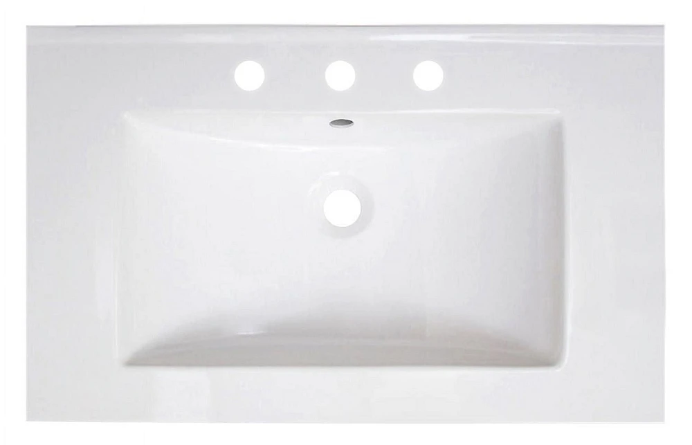 American Imaginations 30.5-in. W Floor Mount White Vanity Set For 1 Hole Drilling Bianca Carara Top Biscuit UM Sink AI-1183