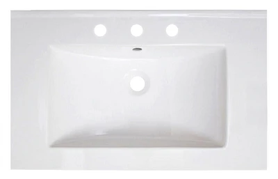 American Imaginations 30.5-in. W Floor Mount White Vanity Set For 1 Hole Drilling Bianca Carara Top Biscuit UM Sink AI-1183