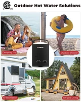 Camplux 1.32 GPM 34,000 BTU Outdoor Portable Propane Tankless Water Heater, Black
