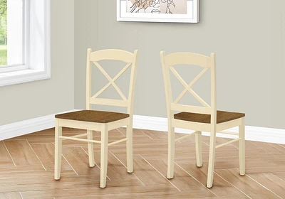 Monarch Specialties  Chaise De Salle À Manger, Ensemble De 2, Coté, Cuisine, Salle À Manger, Chêne Et Crème, Pieds En Bois, Transitionnel