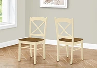 Monarch Specialties  Chaise De Salle À Manger, Ensemble De 2, Coté, Cuisine, Salle À Manger, Chêne Et Crème, Pieds En Bois, Transitionnel