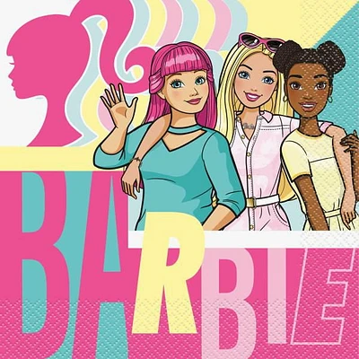 16 serviettes de table en papier barbie de 6,5 po 2 plis, chacun mesure 16,5 x 16,5 cm plié