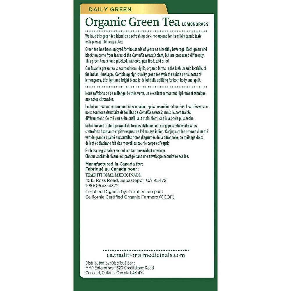 Traditional Medicinals Organic Green Tea with Lemongrass