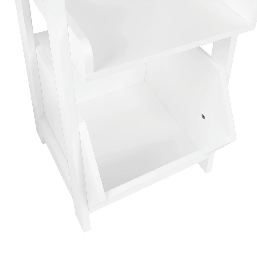 Kids 4-Tier 13in Ladder Shelf with Toy Organizer and 2pc Black Bins