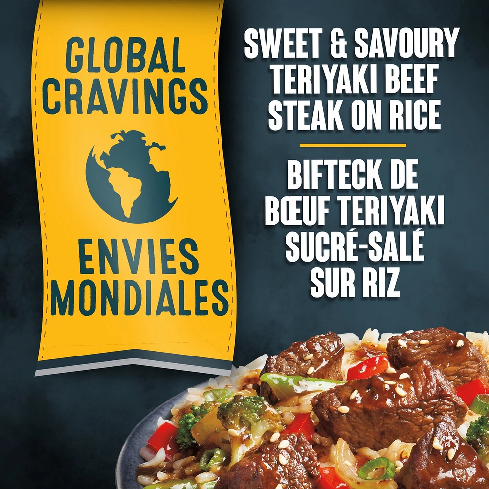 Steak De Bœuf Teriyaki Sucré Et Salé Sur Riz Surgelé, Boîte Steak De Bœuf Teriyaki Sucré Et Salé Sur Riz Surgelé, Boîte