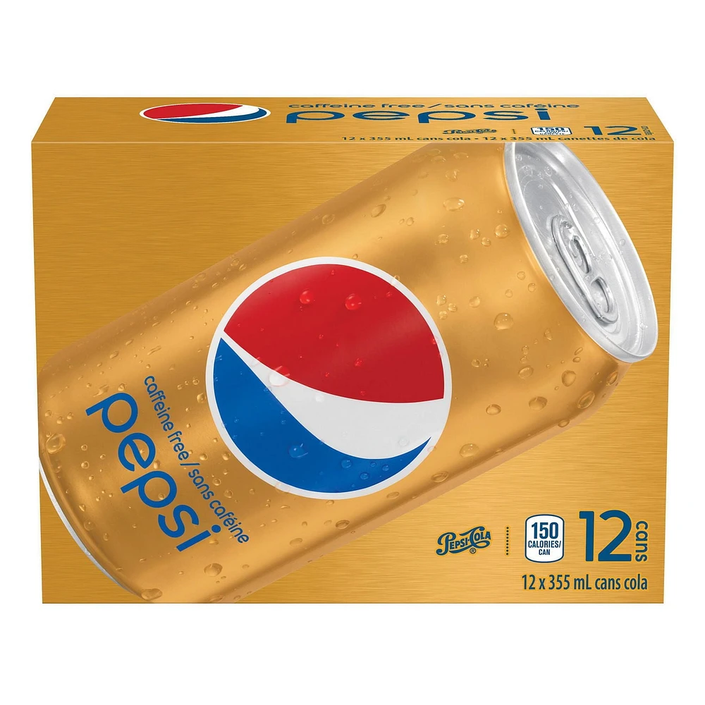 Boisson gazeuse Pepsi Sans caféine, 355 mL, 12 canettes 12x355mL