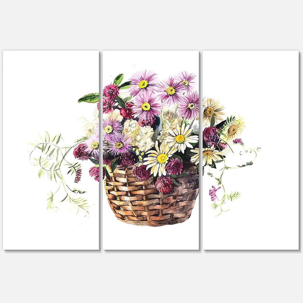 Designart Bouquet De Fleurs De Prairie Dans Le Panier Art mural sur toile