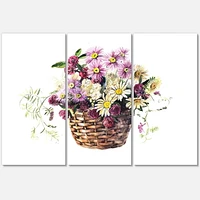 Designart Bouquet De Fleurs De Prairie Dans Le Panier Art mural sur toile
