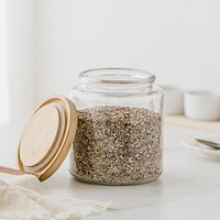Mainstays Kitchen Storage Glass Jar 3L Glass jar with bamboo lid, Food grade sealing ring 12.7cups/3L