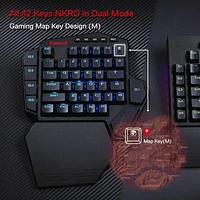 Redragon K585 DITI Wireless One-Handed Mechanical Keyboard, 42 Keys 2.4Ghz RGB 40% Gaming Keypad with 7 Onboard Macro Keys, Detachable Wrist Support (Blue Switch)