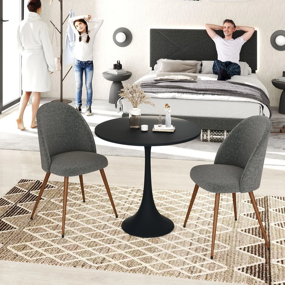 Ensemble de salle à manger 3 pièces Homy Casa avec table ronde et chaises rembourrées pour petites cuisines ou appartements