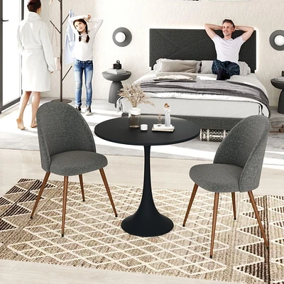 Ensemble de salle à manger 3 pièces Homy Casa avec table ronde et chaises rembourrées pour petites cuisines ou appartements