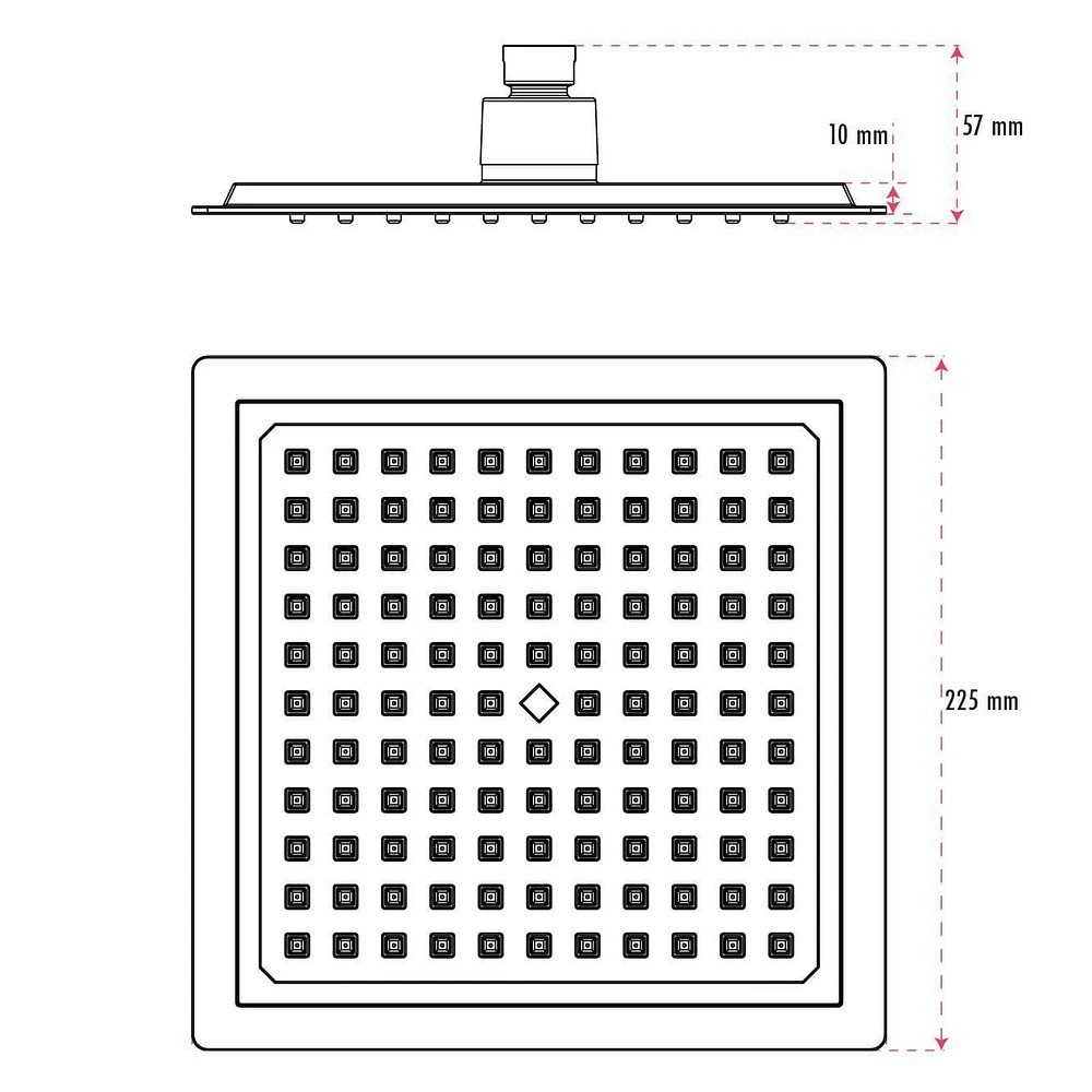 The akuaplus® - Square Shower Head 9 in.