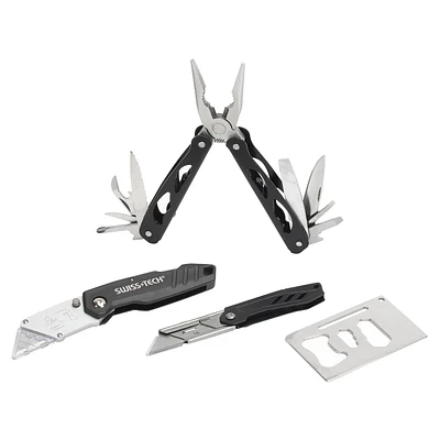 Swiss Tech Ensemble de 4 outils multifonctions et couteaux