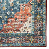 Tapis lavable Markum 5 pi x 7 pi sarcelle et rouille