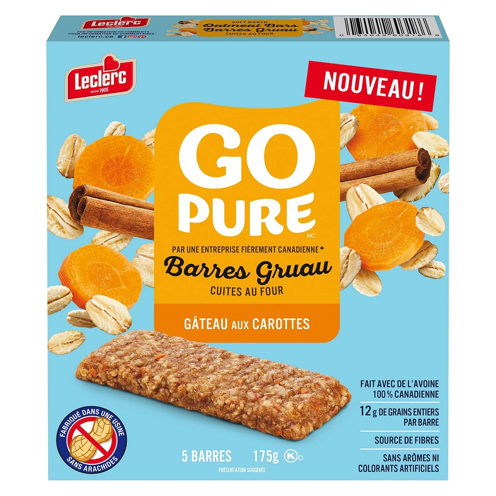 Go Pure Soft Baked Carrot Cake Oatmeal Bars, 5 / 175g