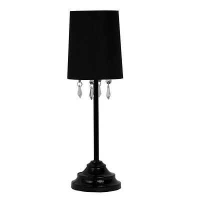 Simple Designs Table Lamp with Fabric Shade and Hanging Acrylic Beads