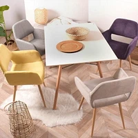 Homy Casa Lot de 2 chaises d'appoint avec accoudoirs, siège rembourré à dossier moyen, design à dossier ouvert pour la réception du salon