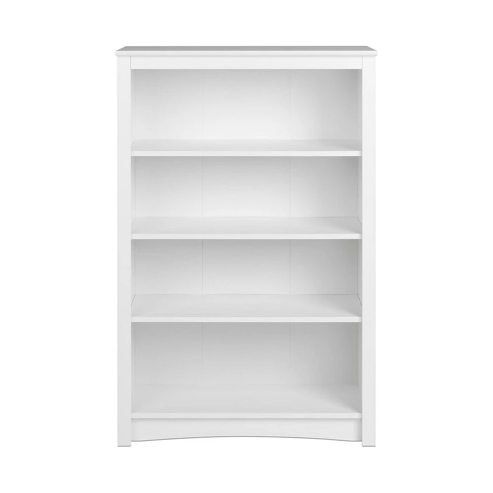 Prepac Bibliothèque standard à 4 tablettes pour bureau à domicile, blanc
