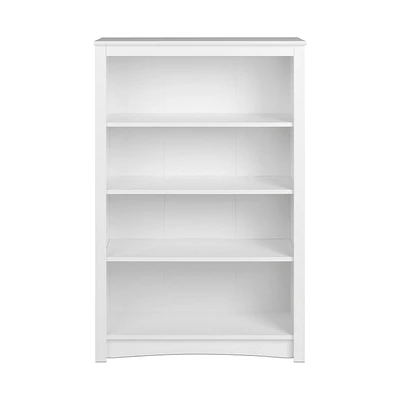 Prepac Bibliothèque standard à 4 tablettes pour bureau à domicile, blanc