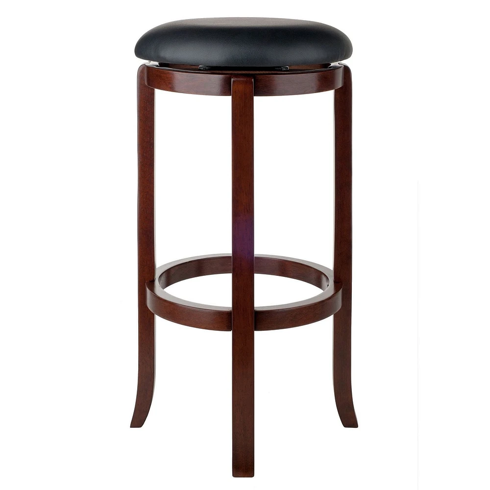Winsome Tabouret de bar à siège pivotant Walcott, noir et noyer