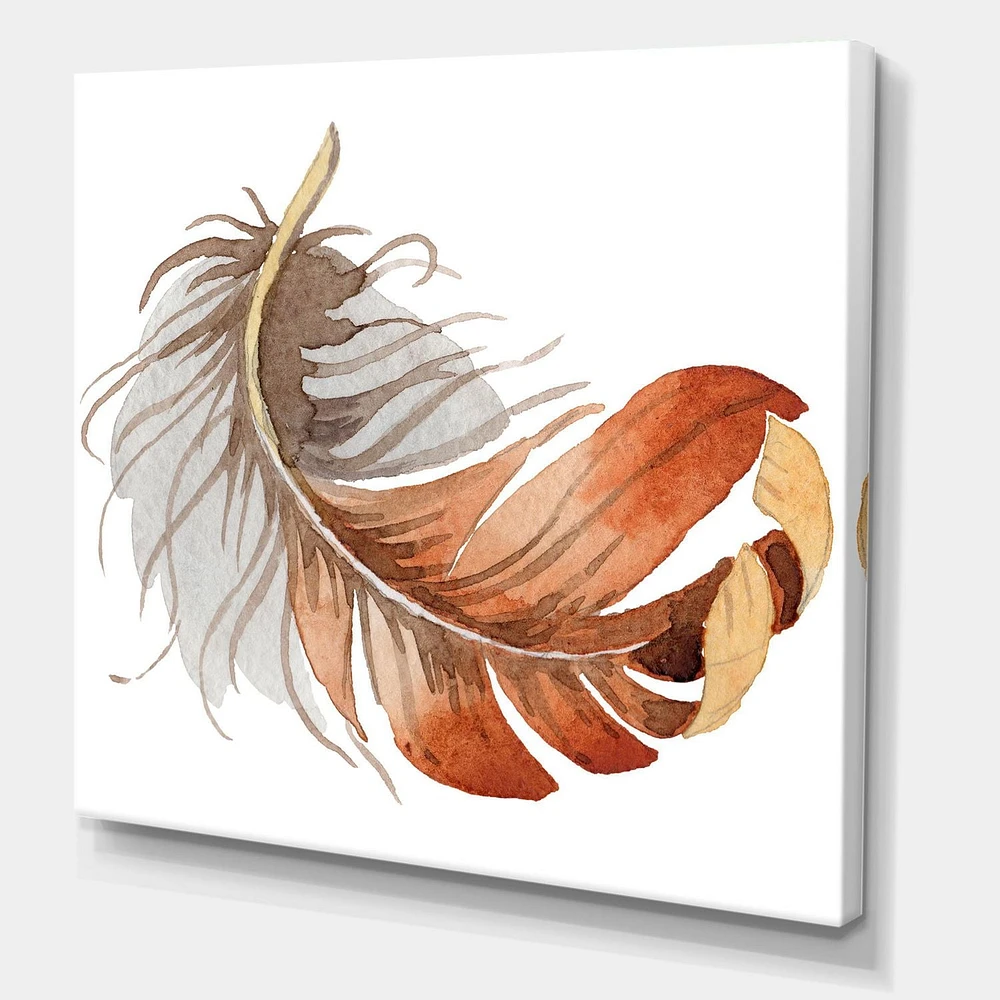 Designart Plume d'Oiseau Ethnique Orange Art mural sur toile
