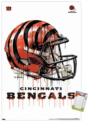 NFL Cincinnati Bengals - Drip Helmet 20 Wall Poster with Magnetic Frame, 22.375" x 34"