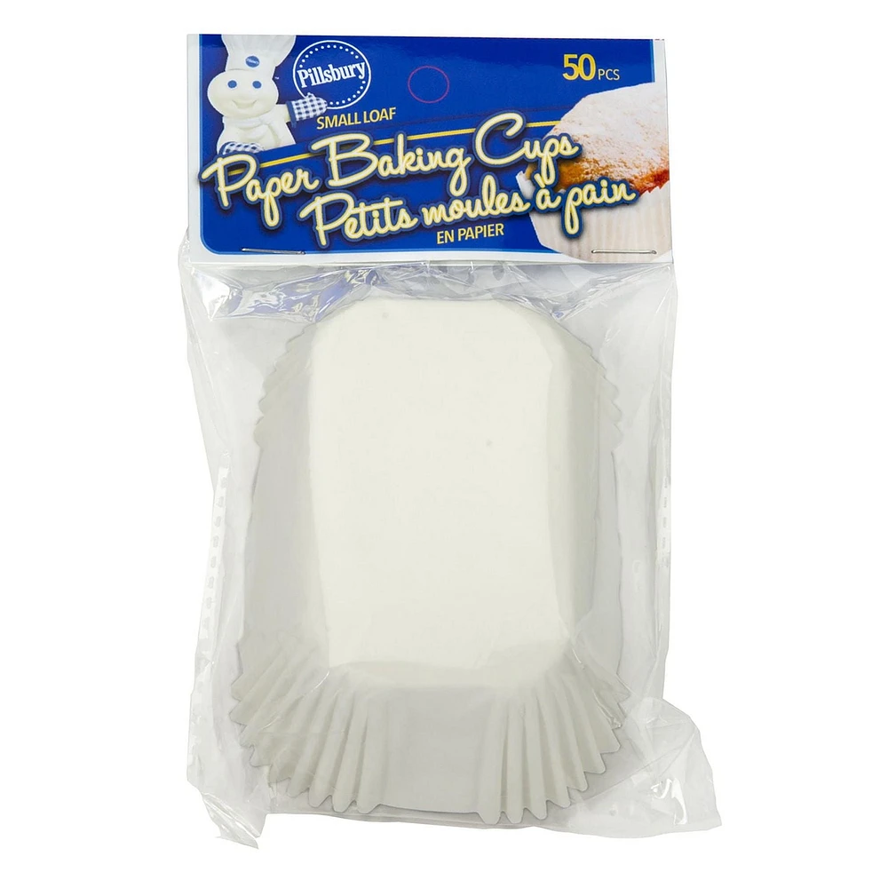 Pillsbury White Small Loaf Paper Baking Cups, Loaf Baking Cups, 50 Pack