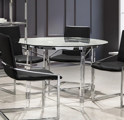 Topline Home Furnishings Table à manger avec dessus en verre et pieds en acrylique