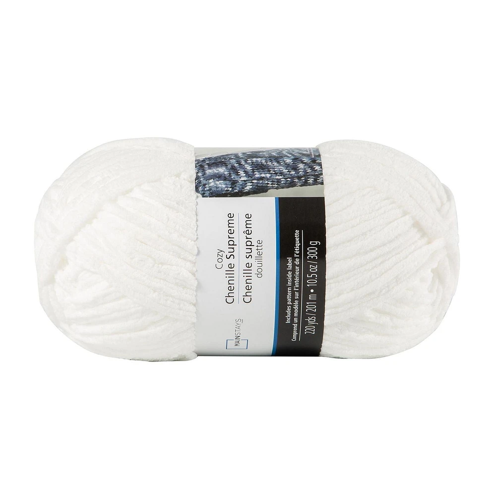 Fil chenille blanc confortable de MAINSTAYS Fil 100% polyester