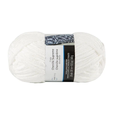 MAINSTAYS cozy white chenille yarn, Polyester 100% yarn