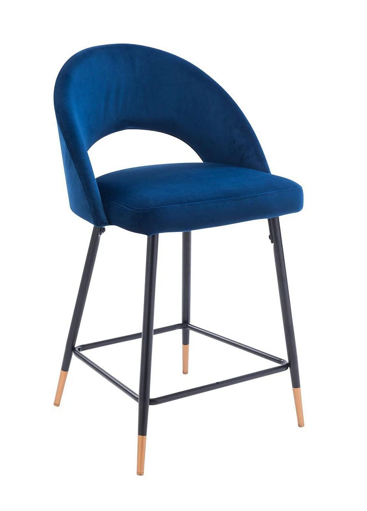 Tabouret en velours avec pieds en métal noir