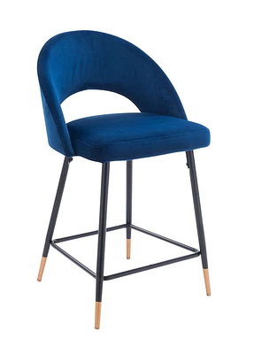 Tabouret en velours avec pieds en métal noir