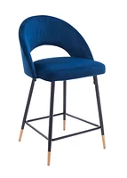 Tabouret en velours avec pieds en métal noir