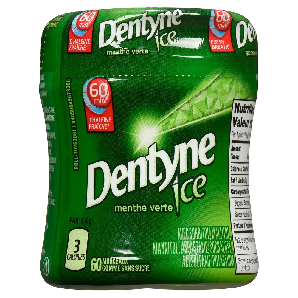 Dentyne Ice Spearmint, Sugar Free Gum, 1 bottle (60 pieces), 60 count