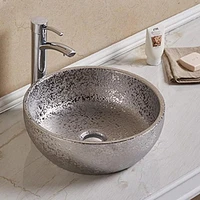 American Imaginations 16.14-in. W Above Counter Silver Bathroom Vessel Sink For Deck Mount Deck Mount Drilling AI-27913