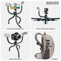Bower 14- inch Grappling Vlogging Flexible Tripod with Ball Head for Content Creation; Black, ACCESSORY
