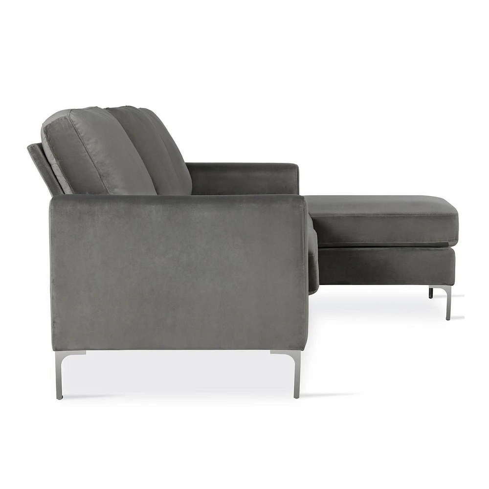 Novogratz Chapman Canapé avec pieds Chrome, velours gris Canapé