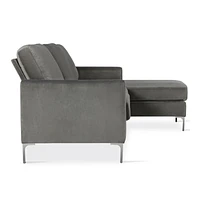Novogratz Chapman Canapé avec pieds Chrome, velours gris Canapé