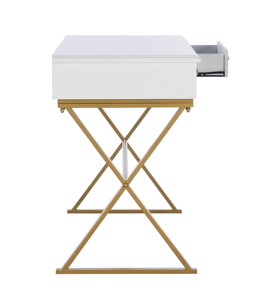 Parker White and Gold Campaign Desk