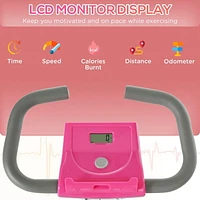 Soozier 42.9" Foldable Exercise Bike w/  7 Level Adjustable Seat Height, Pink
