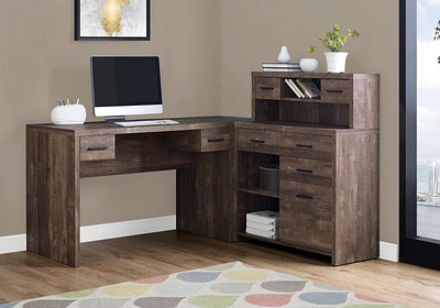 Monarch Specialties Bureau, Bureau À Domicile, Coin, Configuration Gauche, Droite, Tiroirs De Rangement, Forme De L, Travail, Ordinateur Portable, Stratifié, Brun, Contemporain, Moderne