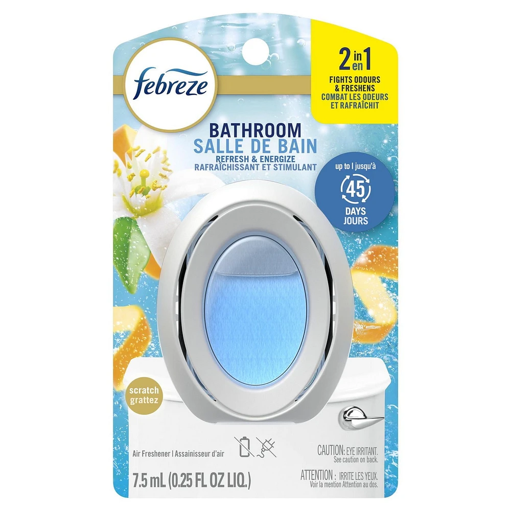 Febreze Bathroom Air Freshener, Odor-Fighting, Refresh & Energize Scent, 7.5ML