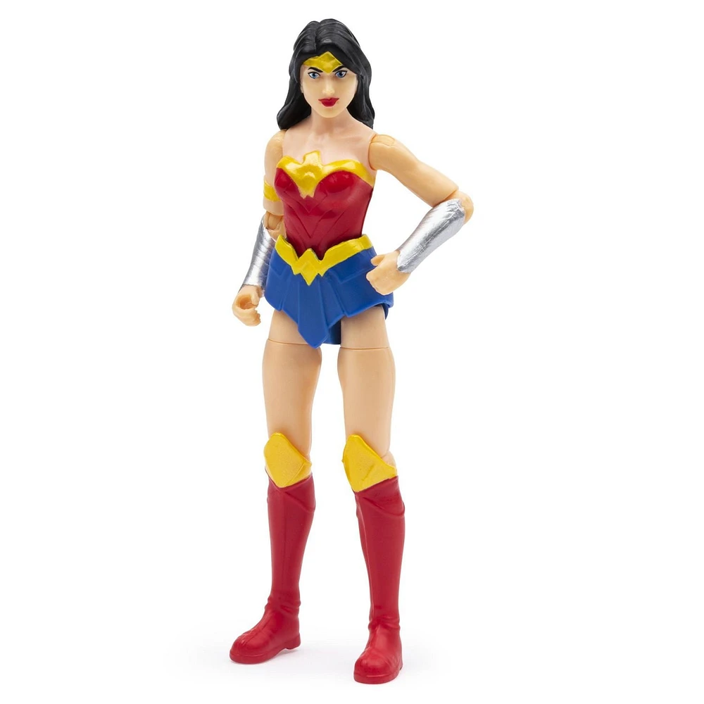 DC Comics, Figurine articulée Wonder Woman de 10 cm avec 3 accessoires mystère, pour les enfants à partir de 3 ans
