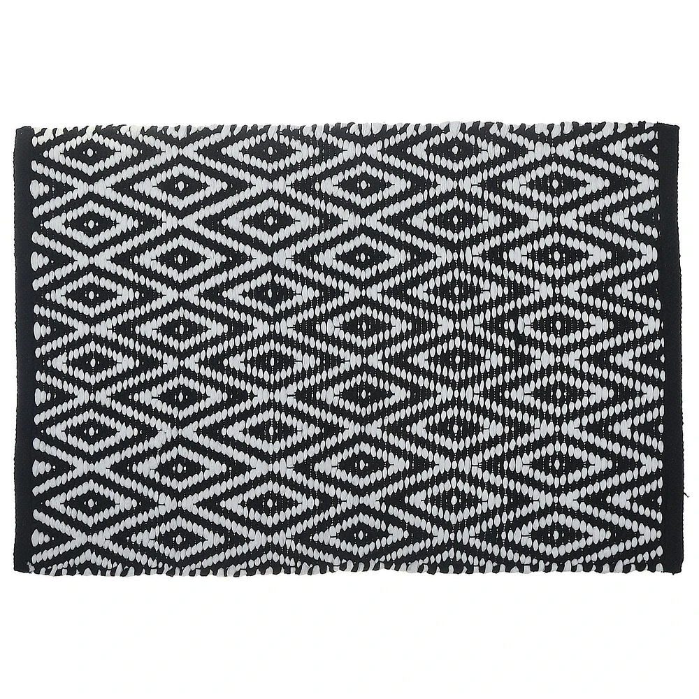 Handwoven Diamond Rug 20" X 32" Black